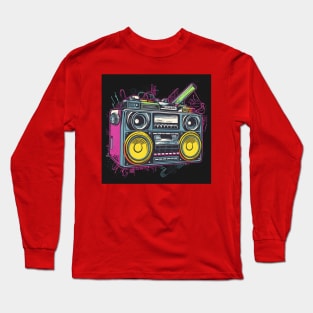 Ghetto Blaster Boom Box 80s Hip-Hop Stereo Long Sleeve T-Shirt